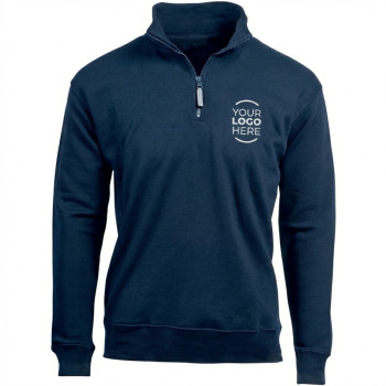 Felpa personalizzabile con zip e tasca frontale in polycotton resistente