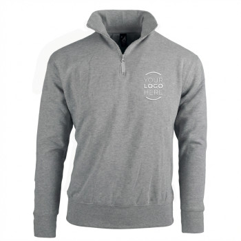 Felpa personalizzabile con zip e tasca frontale in polycotton resistente