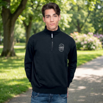 Felpa personalizzabile con zip e tasca frontale in polycotton resistente