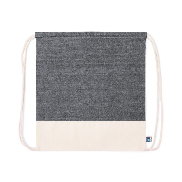 Zaino personalizzabile in cotone sostenibile fairtrade nero/naturale