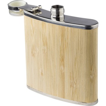 Gadget ecologico ecosostenibile personalizzato - regalo aziendale - Fiaschetta in acciaio inox e bambù Hayden