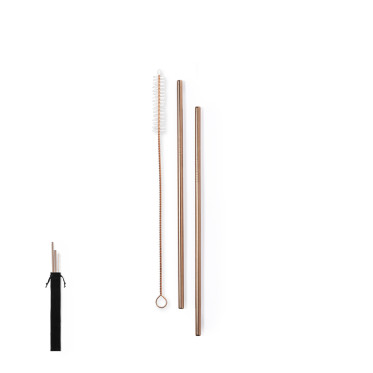 Set di cannucce riutilizzabili in acciaio inox rivestite rame galvanizzato