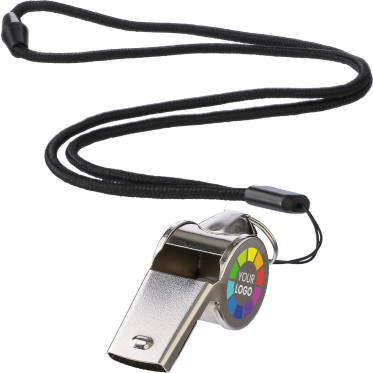 Fischietto in metallo Rebecca con cordino in poliestere