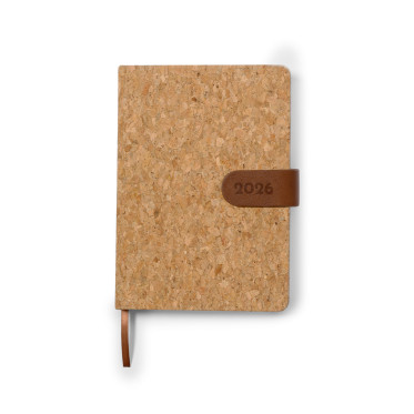 Agenda formato A5 personalizzabile in sughero naturale con portapenne integrato