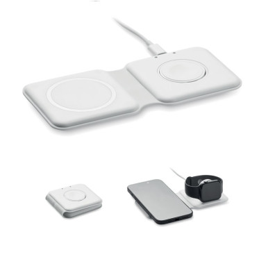 Caricatore 2 in 1 personalizzabile pieghevole con ricarica wireless 15 W