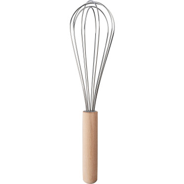 Frusta da cucina acciaio inox con manico legno di faggio
