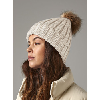 Fur Pom Pom Chunky Beanie