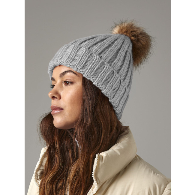 Fur Pom Pom Chunky Beanie