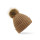 Cuffia a coste personalizzabile Beechfield con pon-pon in pelliccia ecologica