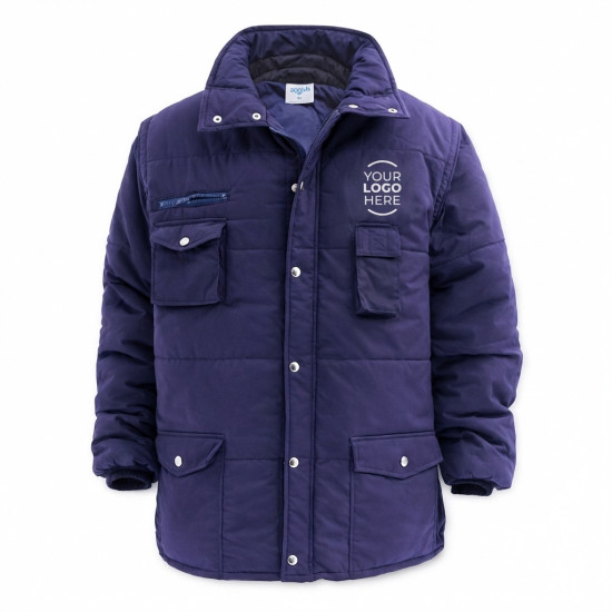 Giacca imbottita personalizzabile maniche staccabili colore navy blue
