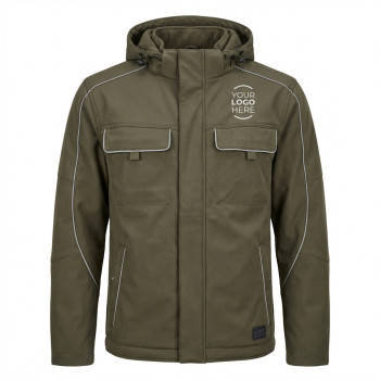 Giacca softshell personalizzabile Daiber con cappuccio regolabile e tasche zip