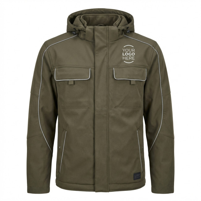 Giacca softshell personalizzabile Daiber con cappuccio regolabile e tasche zip