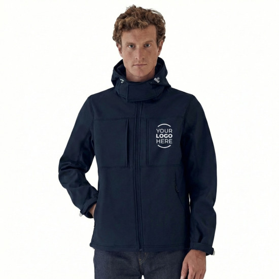 Giacca tecnica personalizzabile B&C Collection softshell con cappuccio removibile