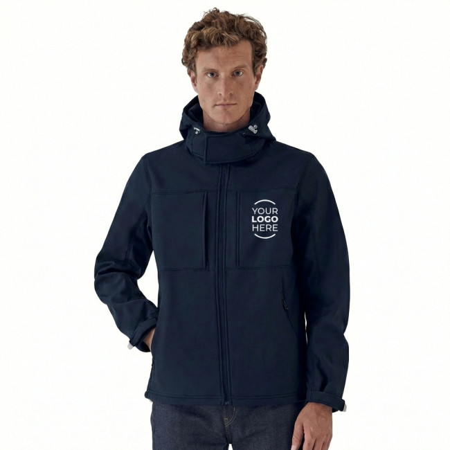 Giacca tecnica personalizzabile B&C Collection softshell con cappuccio removibile