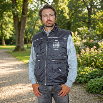 Gilet personalizzato - Gilet antipioggia personalizzabile zip interna multitasche impermeabile