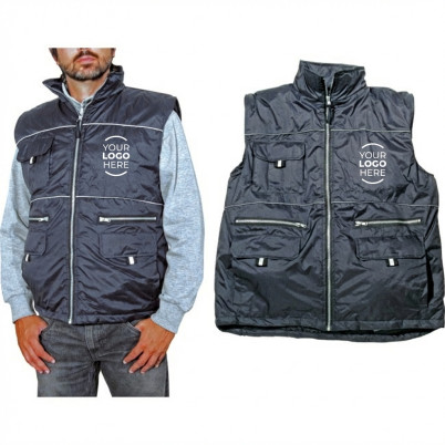 Gilet antipioggia personalizzabile zip interna multitasche impermeabile