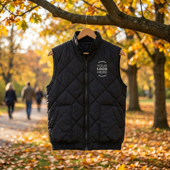 Gilet personalizzato - Gilet imbottito personalizzabile blu con zip e tasche esterne elasticizzato