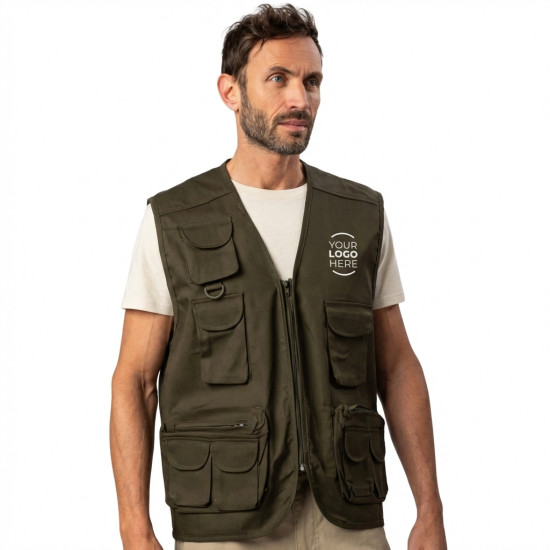 Gilet multi-pocket personalizzabile Black Spider con 11 tasche funzionali