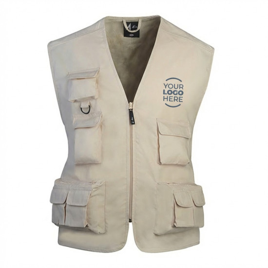 Gilet multiplo personalizzato in policotton con doppia tasca e gancio portachiavi