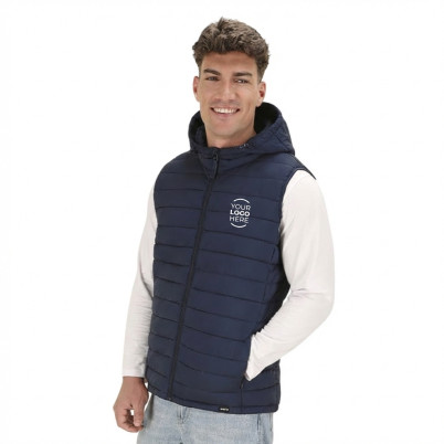 Gilet personalizzabile in materiale RPET 100% con cappuccio regolabile
