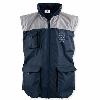 Gilet personalizzato - Gilet reversibile personalizzabile blu/grigio antivento con pile interno