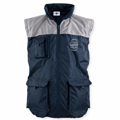 Gilet reversibile personalizzabile blu/grigio antivento con pile interno