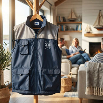 Gilet personalizzato - Gilet reversibile personalizzabile blu/grigio antivento con pile interno
