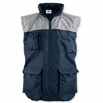 Gilet personalizzato - Gilet reversibile personalizzabile blu/grigio antivento con pile interno