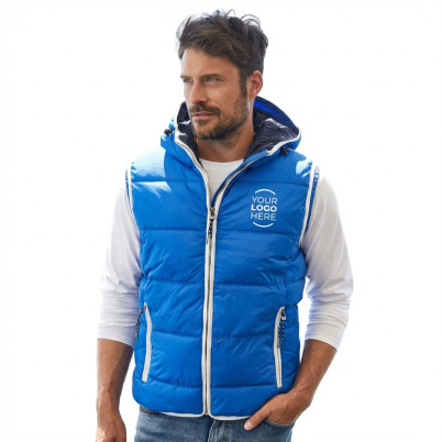 Gilet smanicato personalizzabile Daiber antivento con cappuccio regolabile