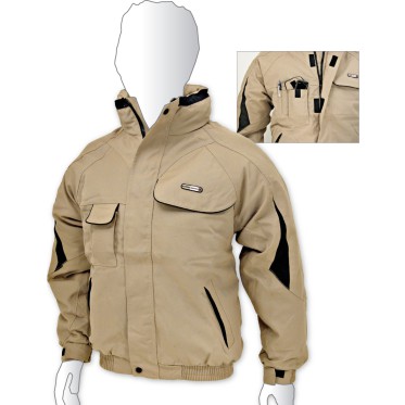 Giubbino personalizzabile beige con maniche regolabili e tasche multiple