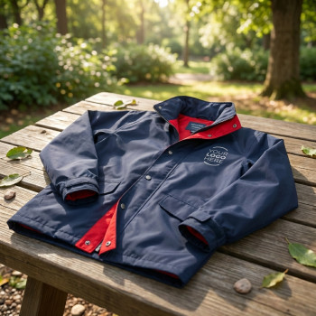 Giubbino leggero personalizzabile bicolore con cappuccio estraibile nylon