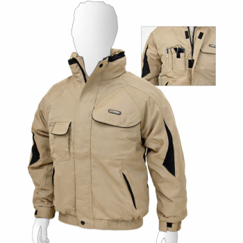 Giubbino personalizzabile beige con maniche regolabili e tasche multiple