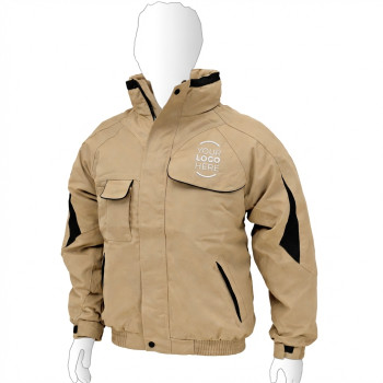 Giubbino personalizzabile beige con maniche regolabili e tasche multiple