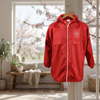 Giubbino personalizzabile con cappuccio regolazione vita e zip centrale