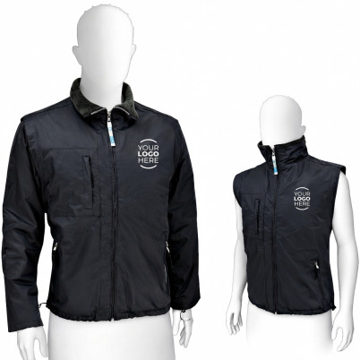 Giubbino personalizzabile con maniche staccabili blu e fodera in pile