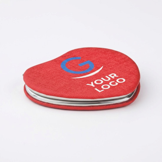 Glow Heart specchietto personalizzato doppio in PU con chiusura magnetica
