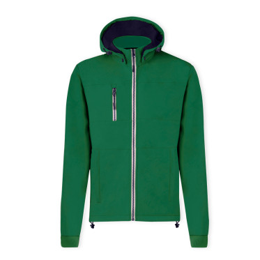 Giacca soft shell personalizzabile collo alto con cappuccio staccabile