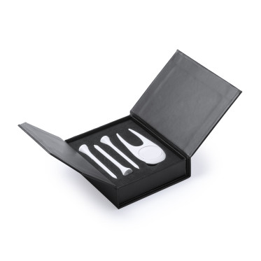 Golf Set personalizzabile con divisorio metallo e tee in legno bianco