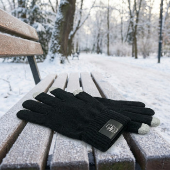 Gadget per smartphone personalizzato con logo - Guanti capacitivi personalizzabili Impression con tre punte in poliestere