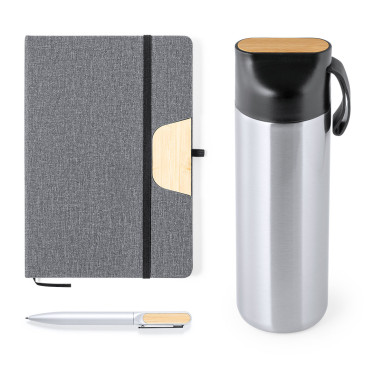 Set premium personalizzabile tazza thermos 640 ml e blocco note pu