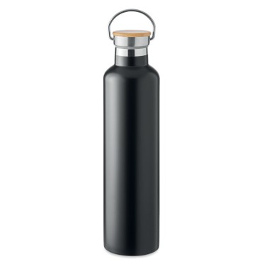 Thermos isolante personalizzabile con tappo bamboo e manico ergonomico
