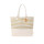 Borsa personalizzabile in cotone riciclato righe bianche glitter oro naturale