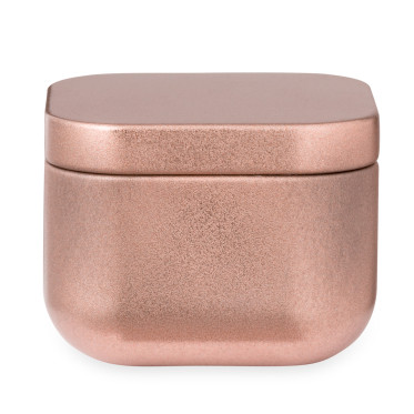 Candela aromatica personalizzabile in vaso metallico con profumo di vaniglia