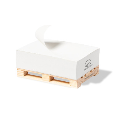 Porta post-it personalizzabile in legno naturale forma pallet EcoPaper