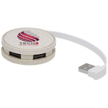 Gadget pc personalizzati con logo - Hub USB in paglia di grano Kenzu