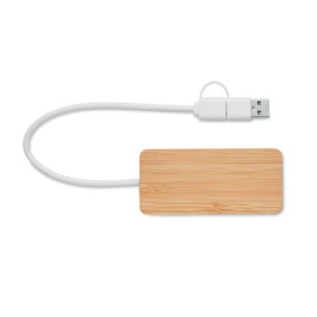HUBBAM - Hub USB a 3 porte in bamboo