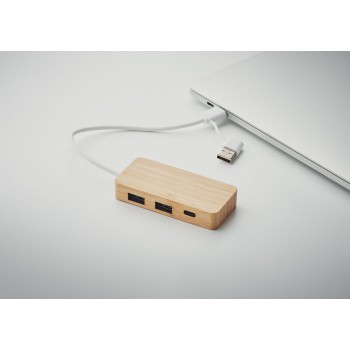 HUBBAM - Hub USB a 3 porte in bamboo