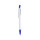 Penna a pulsante personalizzabile fusto bianco con clip curva blu
