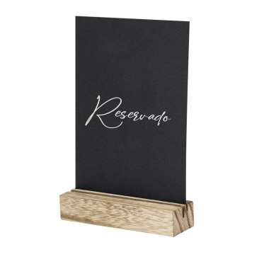 Porta grafica personalizzabile con lavagna doppia superficie e base in legno