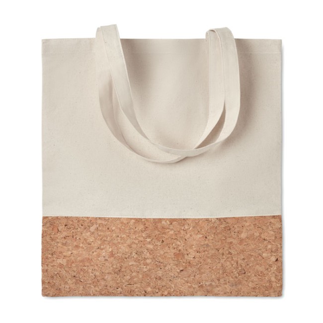 Shopper in cotone personalizzata con logo - ILLA TOTE - Shopper c/dettagli in sughero